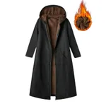 Thickened, Hooded, Long Womens Thermal Coat - Black