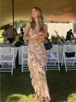 Stylish Chiffon Maxi Evening Gown Dress - Pattern Color-S