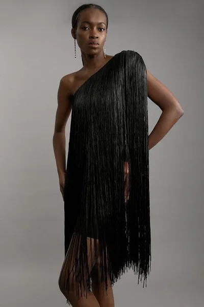 Sleek And Playful Tassel Skirt Party Dress Black - Shop at LoveMi