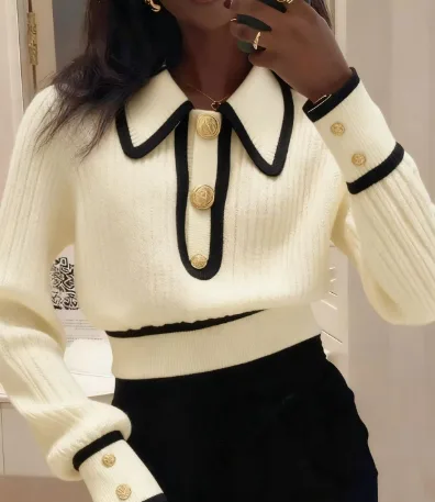 Designer style Red Sweater With A Bold Color block Design For Fall And Winter Apricot - Shop at LoveMi