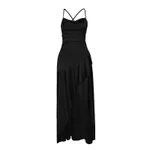 Polka-dot Ruffled Hem Slip Dress - Black