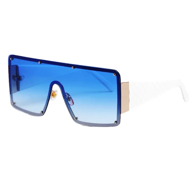 New Style Big Square Frame Piece Trend Rivet Sunglasses Blue - Shop at LoveMi