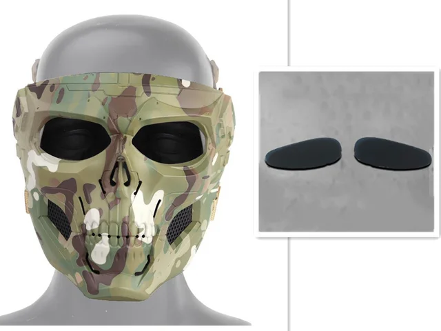 Skull horror helmet mask Camouflage And Black Grey Lens - Shop at LoveMi