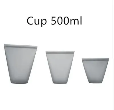 Food Silicone Bag Fresh keeping Storage Box Grey Cup 500Ml - Shop at LoveMi