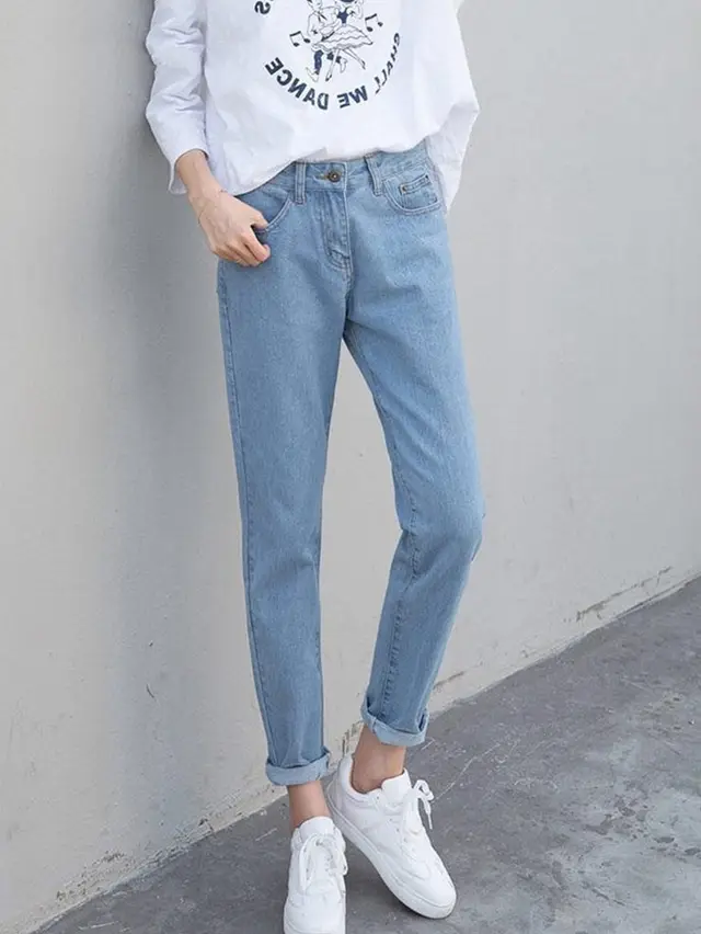 Women's Jeans Full Length Denim Pants Light Blue - Shop at LoveMi