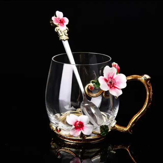 Creative enamel color glass set high grade coffee cup Red S - Shop at LoveMi