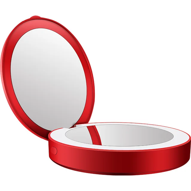 Charging treasure makeup mirror with light Red - Shop at LoveMi