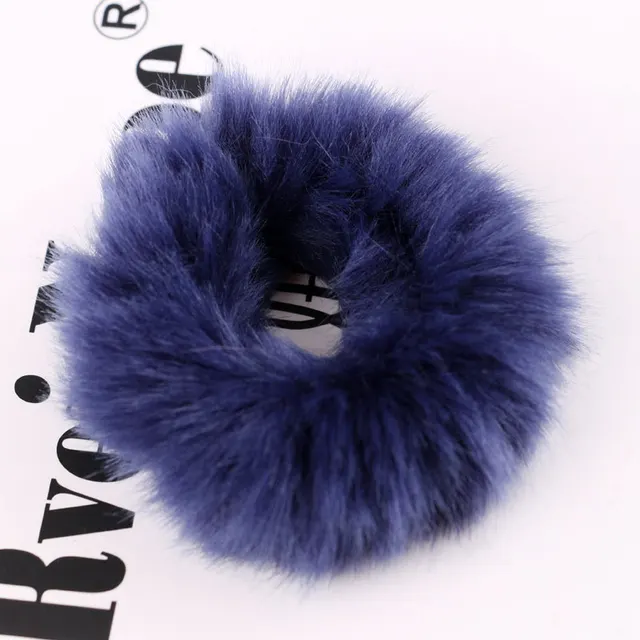 New Fur Fur Ball Imitating Rabbit Hair Loop Navy Blue - Shop at LoveMi