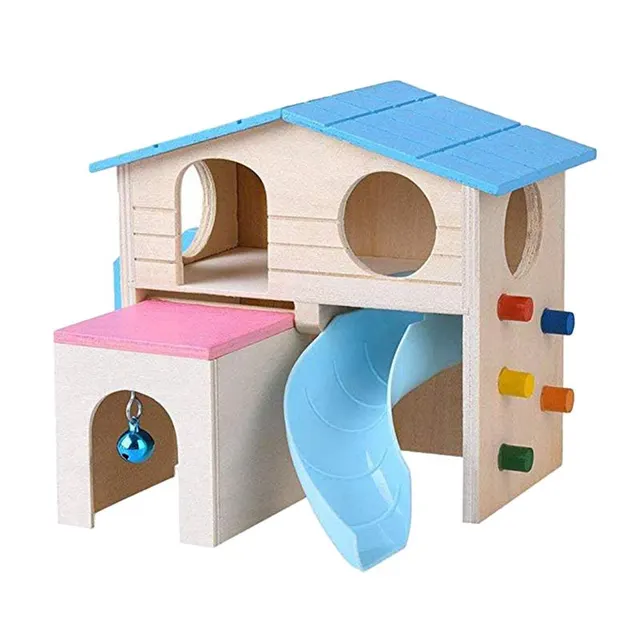 Hamster cage diy accessories basic nest Blue Wooden House - Shop at LoveMi