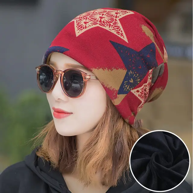 Hat Women's Autumn and Winter Fashion Multifunctional Hood Wine Red Plush - Shop at LoveMi