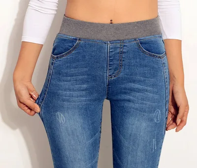 High waist and small feet pencil pants Light Blue - Shop at LoveMi
