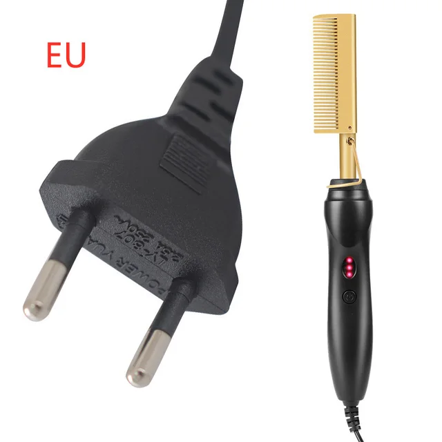 Electric Curling Comb Household Curling Stick Wet and Dry Copper Comb Gold - Shop at LoveMi