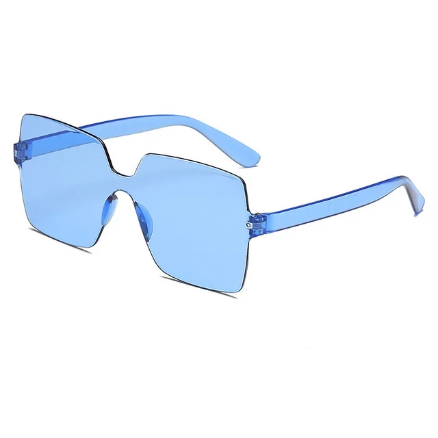 Frameless Siamese Transparent Sunglasses Blue - Shop at LoveMi