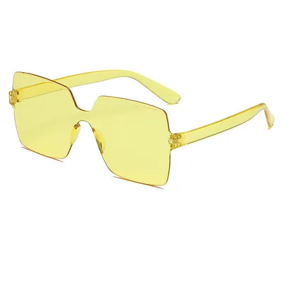 Frameless Siamese Transparent Sunglasses Light Yellow - Shop at LoveMi