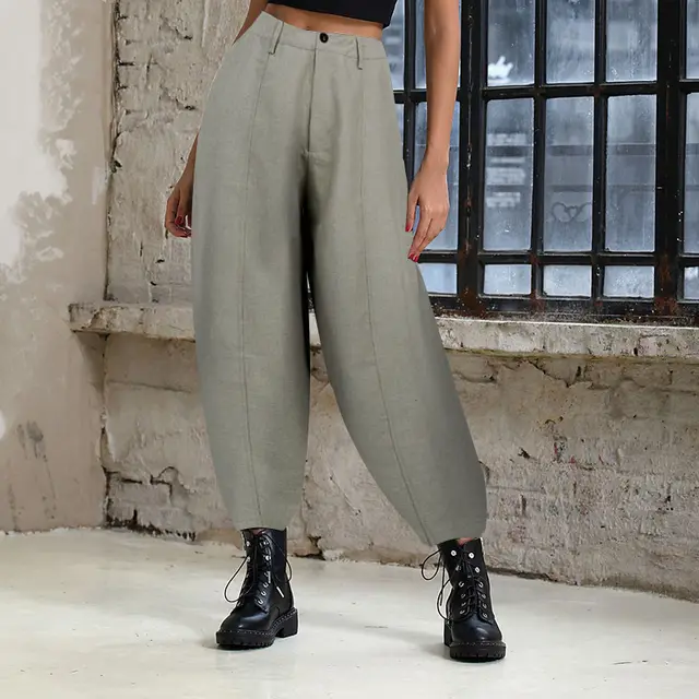 Women's Autumn Trousers Casual Baggy Harem Pants Coffee - Shop at LoveMi