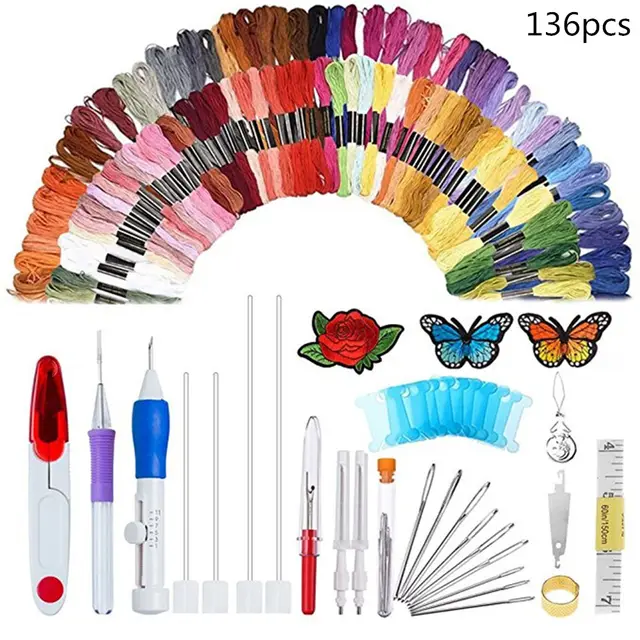 DIY Embroidery Set + 50 Threads 136Pcs - Shop at LoveMi