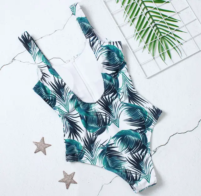 Leaf print one piece swimsuit Leaves - Shop at LoveMi