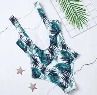 Leaf print one-piece swimsuit - Leaves