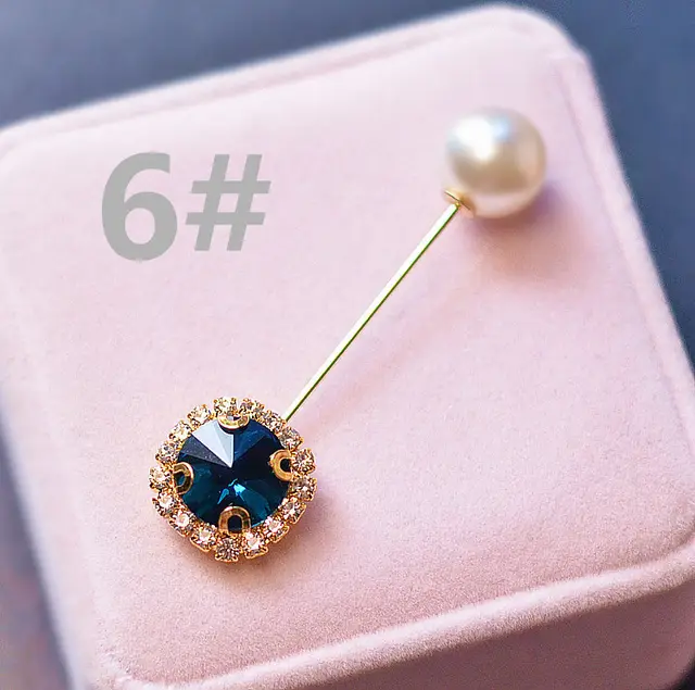 Pearl crystal one word pin scarf buckle brooch 6 Style - Shop at LoveMi