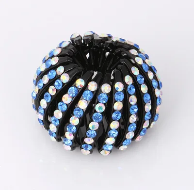 Bird's Nest Hairpin Color Rhinestone Ponytail Ball Hairpin Blue - Shop at LoveMi