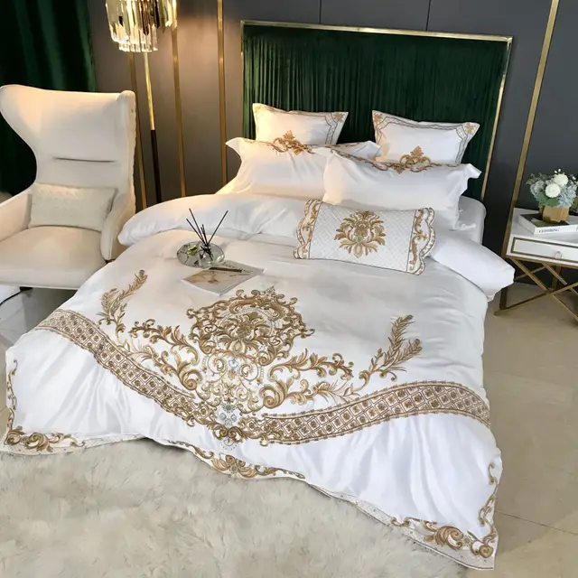 Ice silk duvet cover bedding European style White - Shop at LoveMi