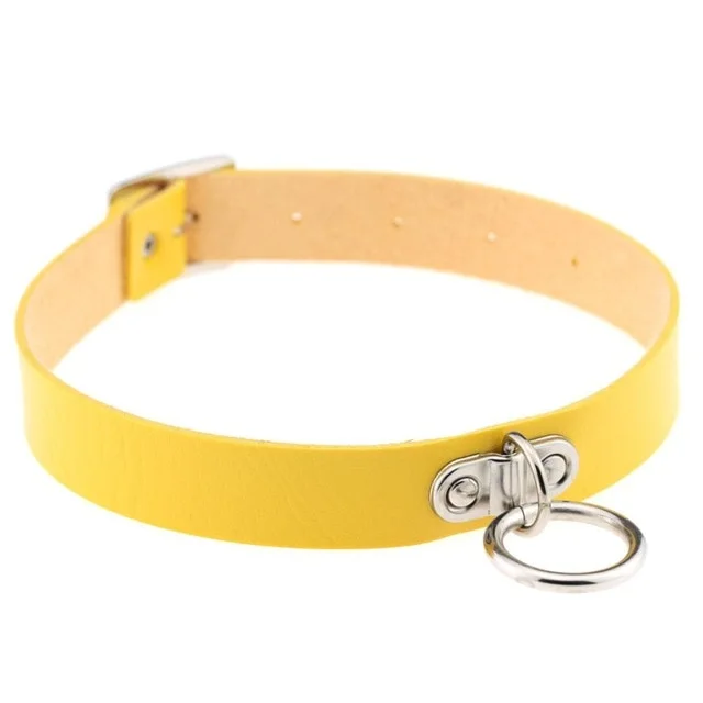 PU leather dark gothic style collar sentiment Yellow - Shop at LoveMi