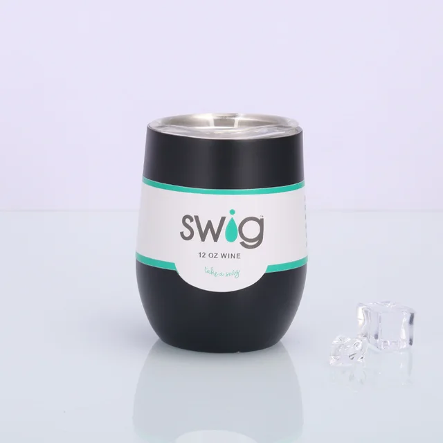 Swig Eggshell Cup 12oz Stainless Steel Wine Mug Black - Shop at LoveMi