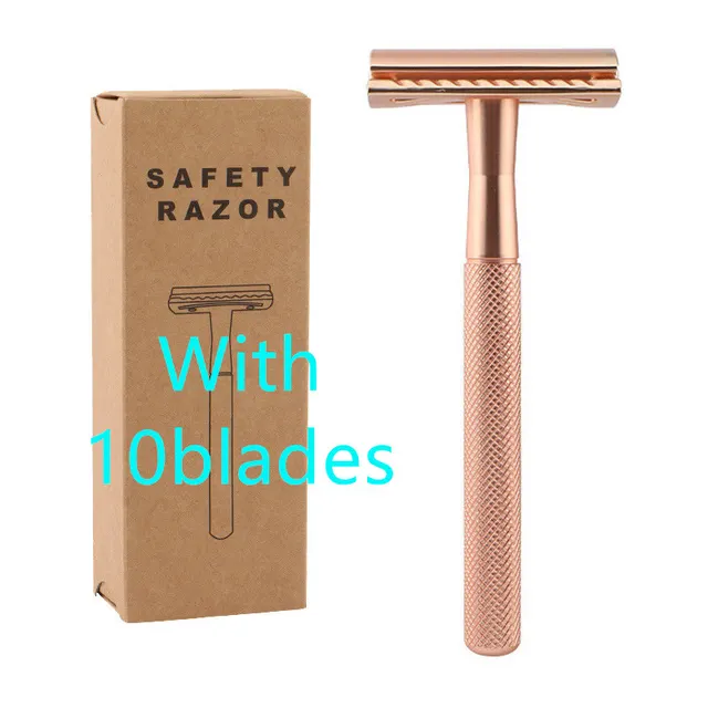 Long lasting manual shaver with double sided blades A Rose Gold With 10 Blades - Shop at LoveMi
