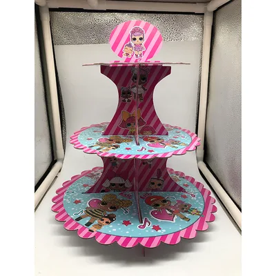 Cartoon doll birthday theme cake stand Pink - Shop at LoveMi