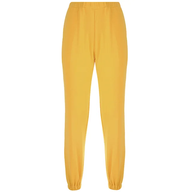 Women's solid color high waist hip hop track pants Yellow - Shop at LoveMi