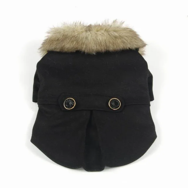 Plush Padded Pet Cotton Clothes British Style Black - Shop at LoveMi
