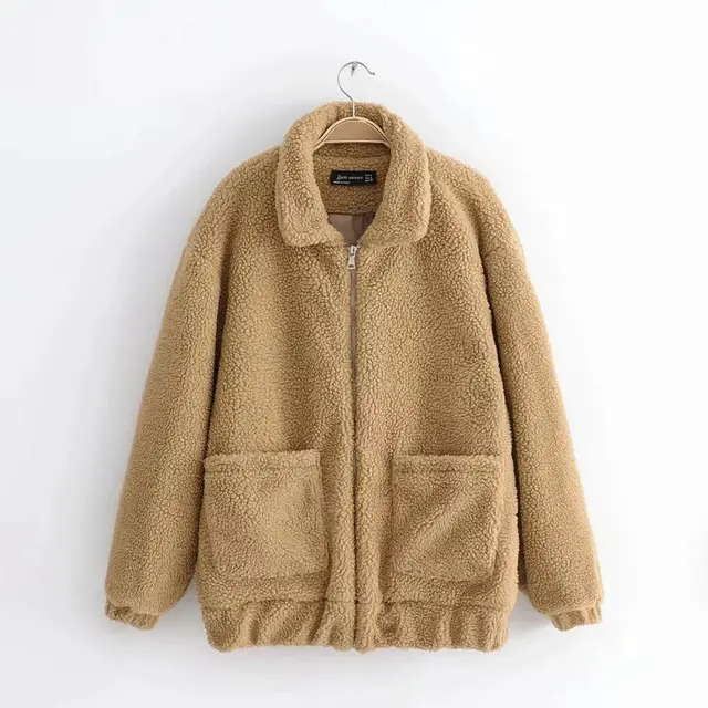 Autumn and winter warm lamb hair pocket cotton coat cotton coat Khaki - Shop at LoveMi