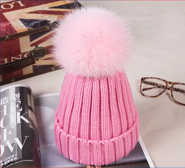 Fur ball fur hat Pink - Shop at LoveMi