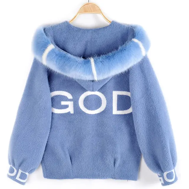 Autumn And Winter New Sweater Coat Women Short Blue - Shop at LoveMi