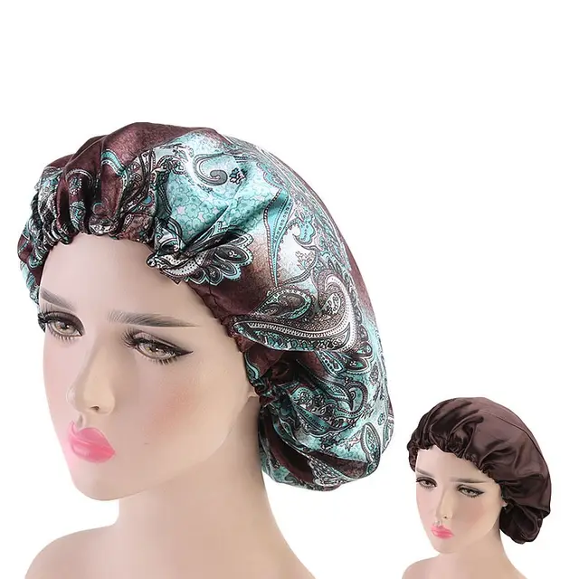 Satin double lace nightcap chemotherapy cap Amoeba Green - Shop at LoveMi