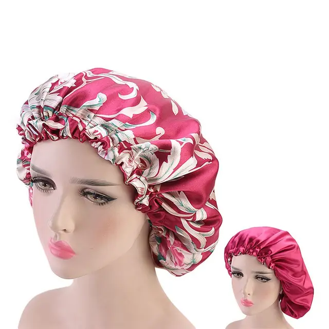 Satin double lace nightcap chemotherapy cap Wine Red - Shop at LoveMi