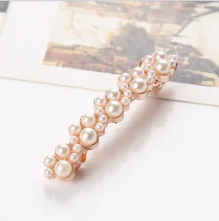 Korean style side clip top clip spring word hair clip - Full Pearl