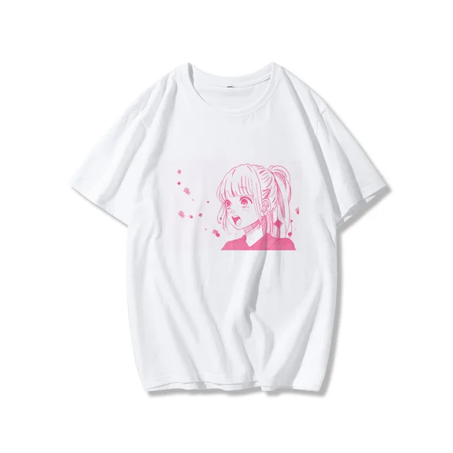 Cartoon fashion print T shirt White E - Shop at LoveMi