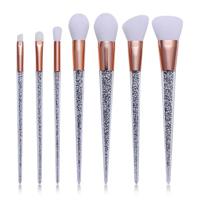 7 portable eye shadow and blush makeup tools with diamond handle White - Shop at LoveMi