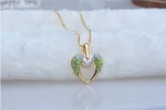 Crystal necklace Korean small jewellery - Olive Green
