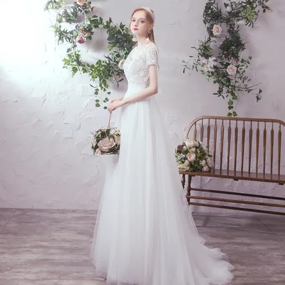 Bride Sen's simple atmosphere small tail gauze dress skirt Little Tail Xxl - Shop at LoveMi