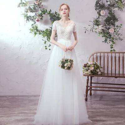 Bride Sen's simple atmosphere small tail gauze dress skirt Reach S - Shop at LoveMi