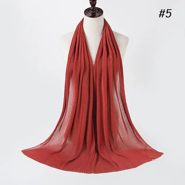 National style pure color crumpled pearl chiffon scarf 5Style - Shop at LoveMi