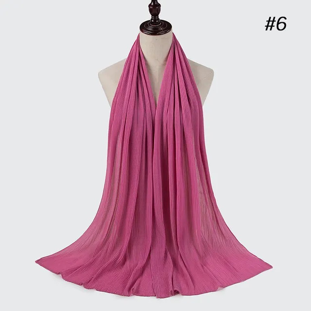 National style pure color crumpled pearl chiffon scarf 6Style - Shop at LoveMi