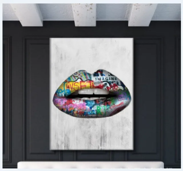 Abstract Doodle Lips Living Room Bedroom Decoration 01Color - Shop at LoveMi