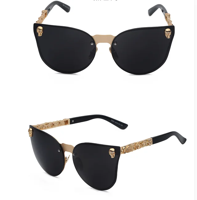 Gothic new reflective sunglasses men and women tide personality metal large box sunglasses taro decorative glasses Black - Shop at LoveMi