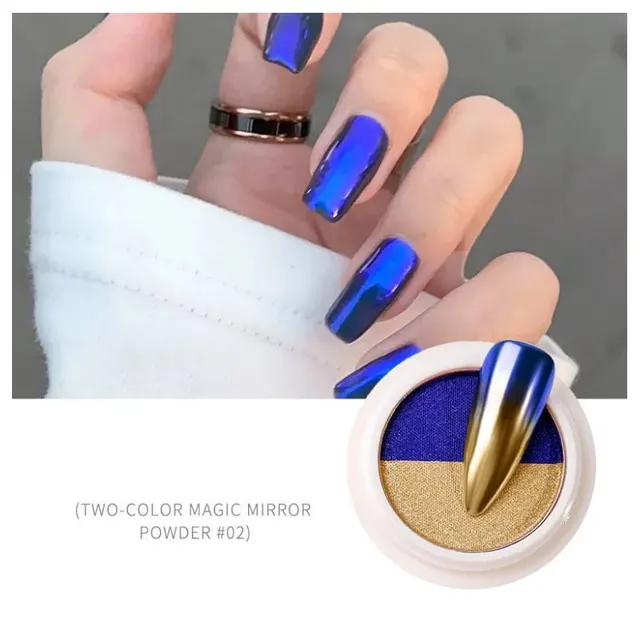 New two color nail art solid gradient mirror powder 2Style - Shop at LoveMi