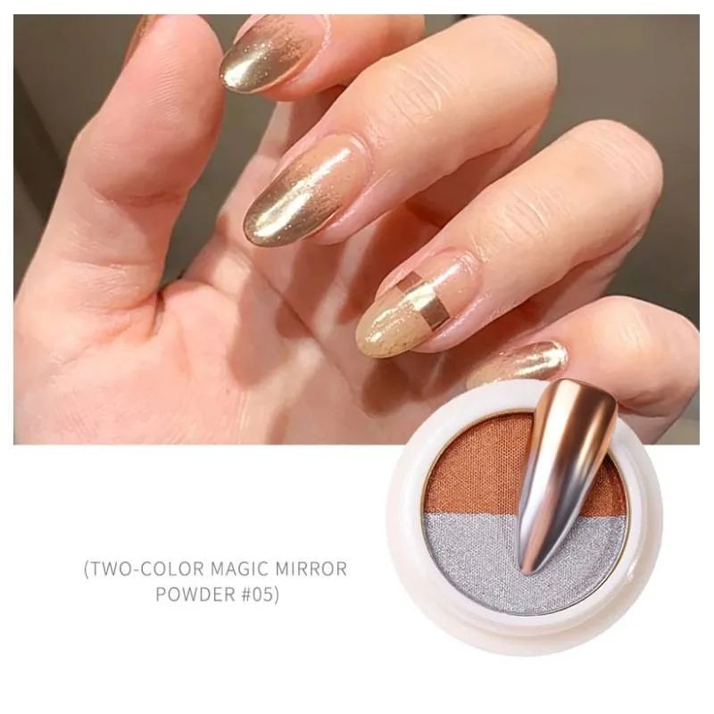 New two-colour nail art solid gradient mirror powder - 5Style