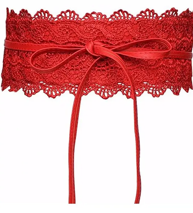 Korean lace fringed chiffon shirt accessories Red - Shop at LoveMi