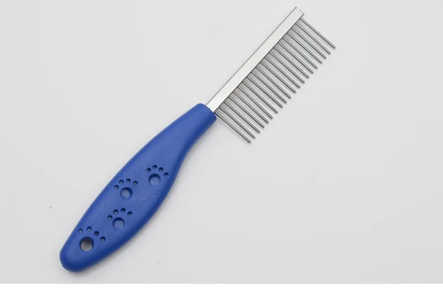 Pet candy color soft handle stainless steel comb Blue - Shop at LoveMi